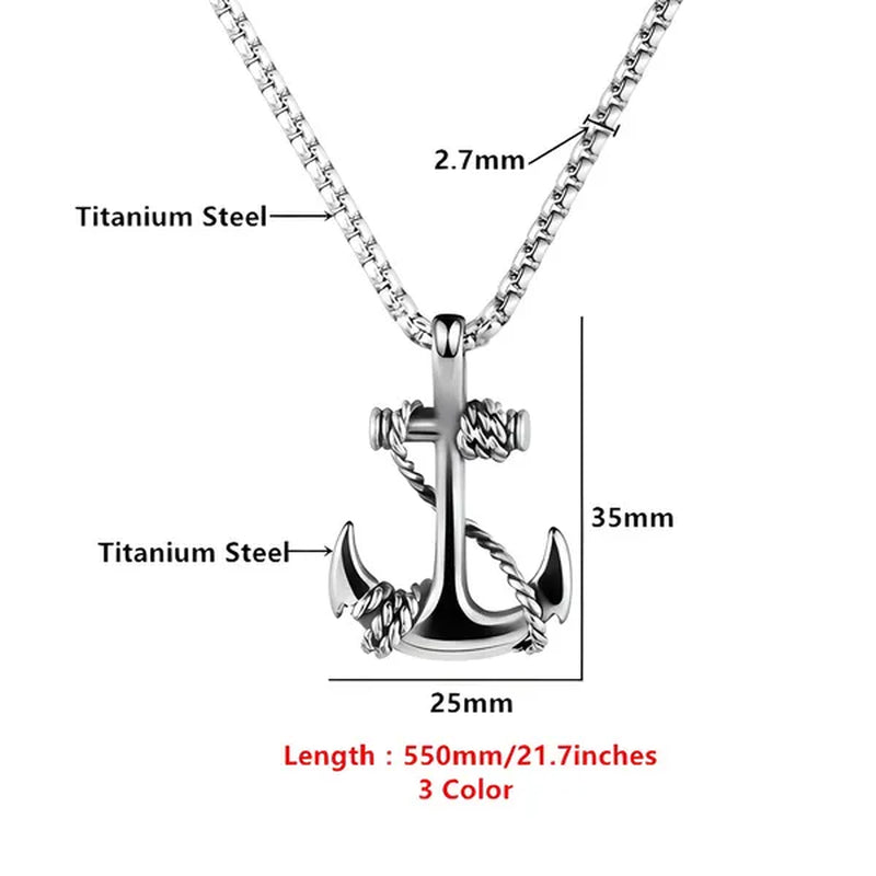 Tone Anchor Pendant Necklace Silver Plated Infinity Jewelry Anchor Men Fashion Design Simple Anchor