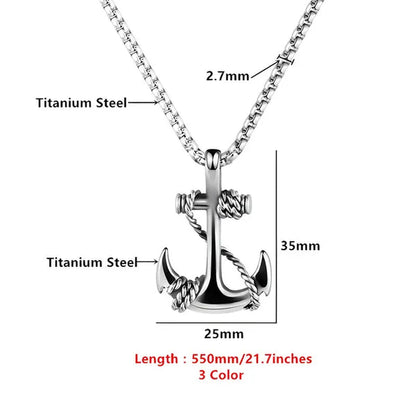Tone Anchor Pendant Necklace Silver Plated Infinity Jewelry Anchor Men Fashion Design Simple Anchor