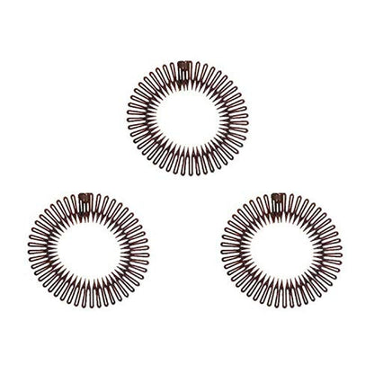 3Pieces Flexible Plastic Circular Stretch Hair Combs, Headband Hairband Holder for Women Girls