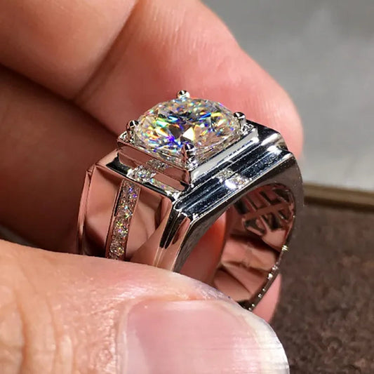 Business Men's Luxury White Sapphire Ring Wedding Engagement Rings Party Jewelry