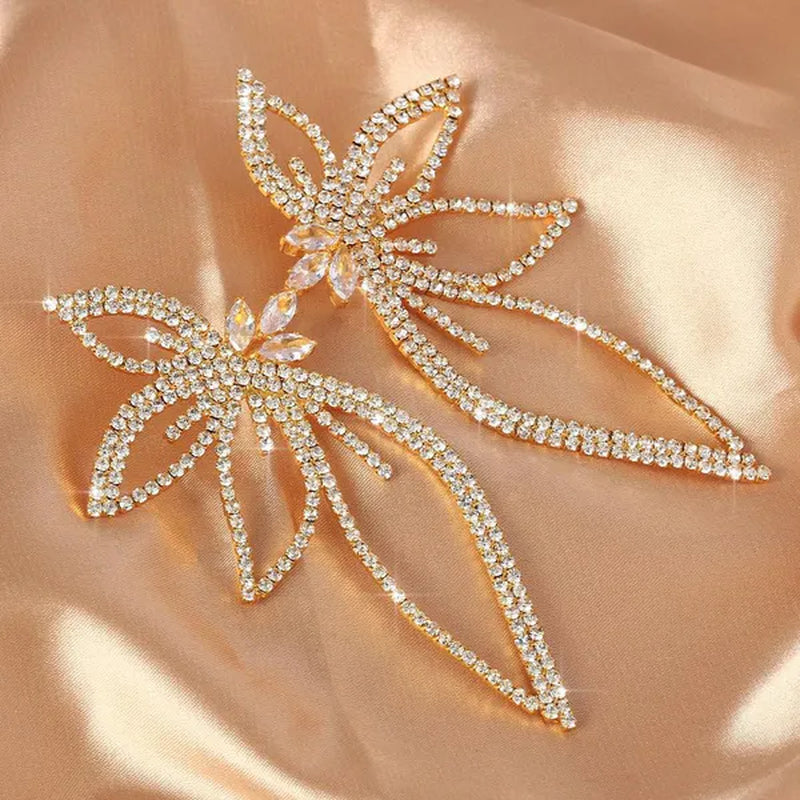New Exaggerated Rhombus Glitter Crystal Diamond Earrings Creative Fashion Ladies Pendant Earrings Jewelry