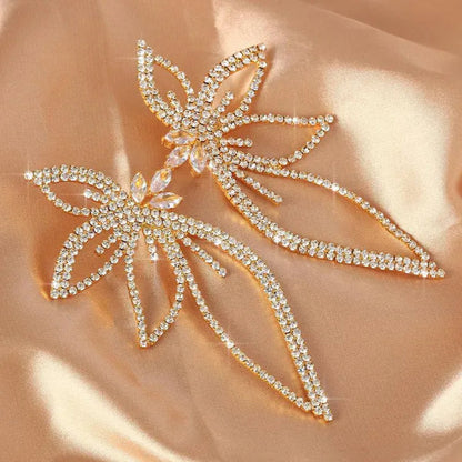 New Exaggerated Rhombus Glitter Crystal Diamond Earrings Creative Fashion Ladies Pendant Earrings Jewelry