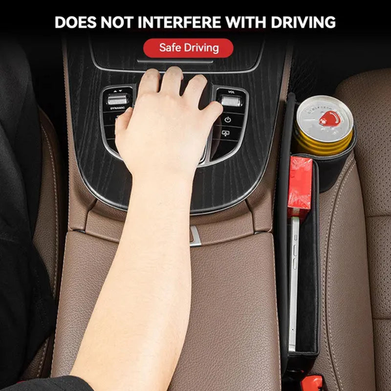1/2pcs PU Leather Multifunctional Car Seat Gap Organizer Filler Console Side Pocket Catcher with Cup Holder for Phone Wallet Card Key Cigarette
