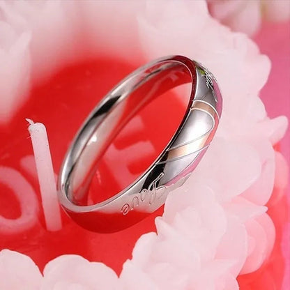 2 pcs / set . Heart of love couple titanium steel wedding rings for women fashion jewelry woman accessories silver ring women for man