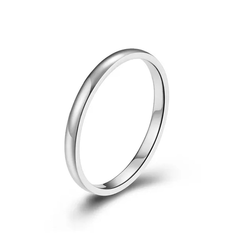 2mm Stainless Steel Thin Ring Rose Gold Black For Women Men Minimalist Ring Jewelry Party Simple Fashion Gift Size 3 To 12