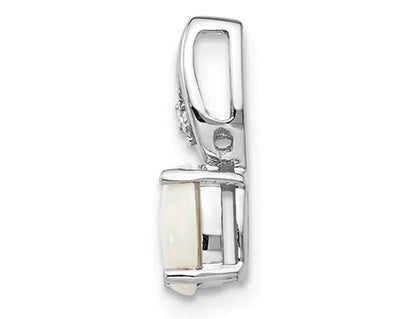 Natural Opal Pendant Necklace 1/3 Carat (ctw) in 14K White Gold with Chain