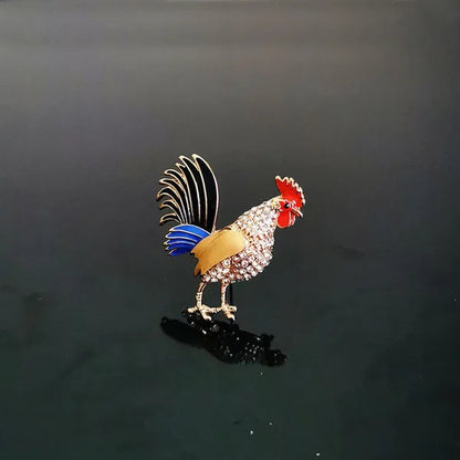 Funny colorful rhinestone enamel metal brooch woman clothing accessories animal chicken brooches holiday gift