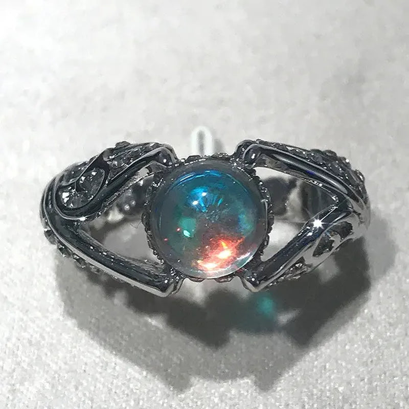Newest Design European and American Fashion Colorful Moonstone Ring Anniversary Gift Engagement Bridal Wedding Jewelry Rings For Women