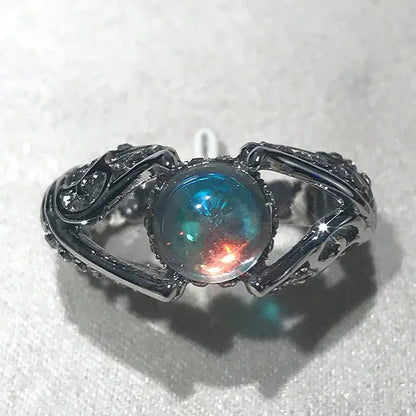 Newest Design European and American Fashion Colorful Moonstone Ring Anniversary Gift Engagement Bridal Wedding Jewelry Rings For Women