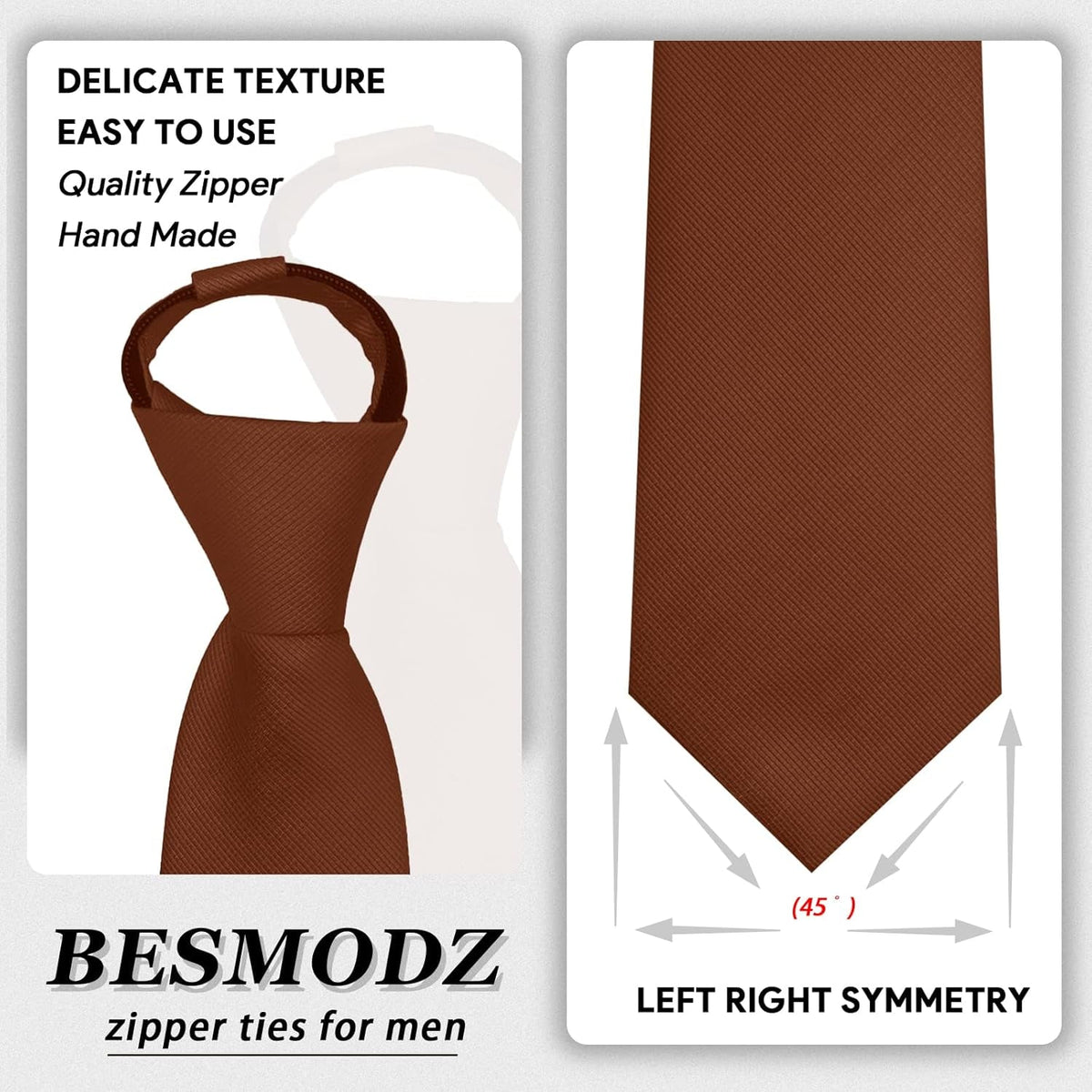 Men'S Lot 6 PCS Classic Zipper Ties Pretied Solid Color Necktie Set
