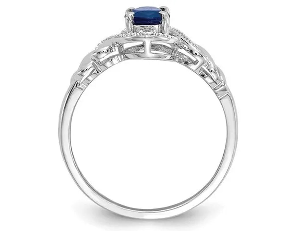 Ladies 1.00 Carat (ctw) Natural Blue Sapphire Ring in 10K White Gold