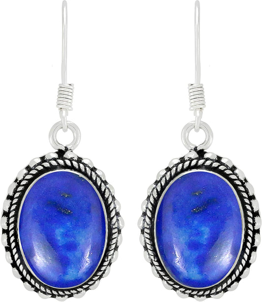 15.15 Cts Oval Shape Natural Semi Precious Gemstones Earrings for Women, Handmade Bohemian Dangle Earrings Jewelry Women'S Day Gifts for Mom Wife