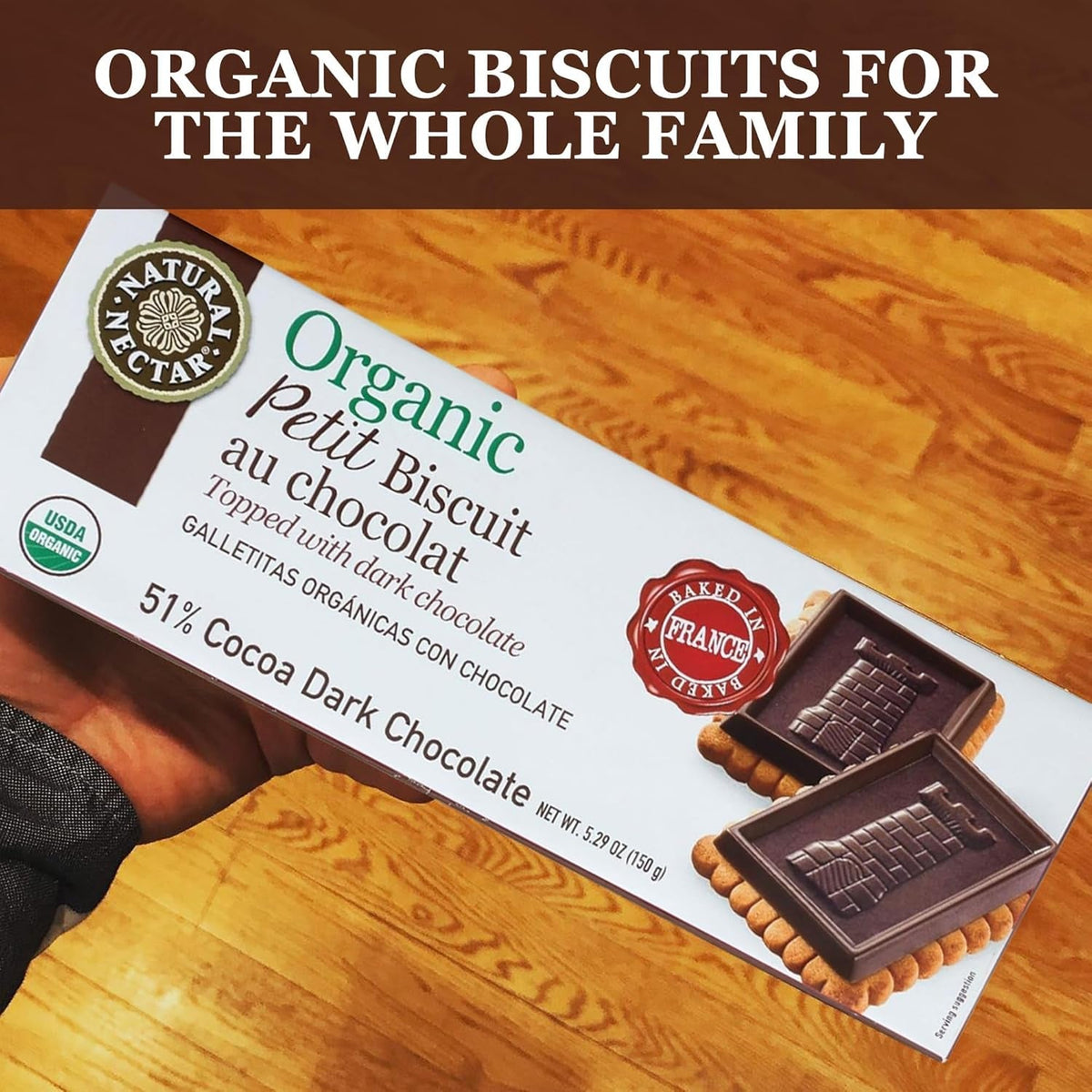 Organic Dark Chocolate Biscuits Cookies | Perfect with Coffee, Tea, or as a Snack | USDA Organic Certified - 5.29 Oz