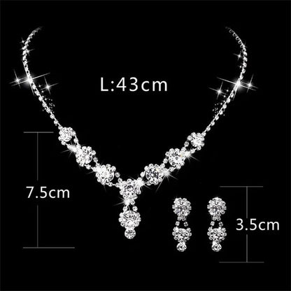 Women's Jewelry Set Rhinestone Crystal Bride Statement Choker Necklace Tiara Crown Link Bangle Bracelet Teardrop Dangle Earrings Set for Wedding Party Silver Plated White Crystal Necklace Earrings Bracelet