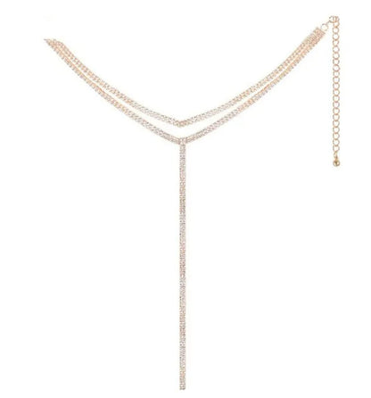 Long full diamond double necklace