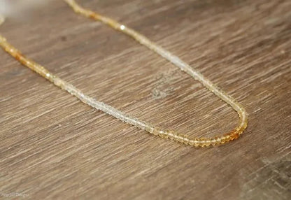 Shaded Citrine Necklace, Sterling Silver or Gold Filled, Citrine Jewelry, Beaded, November Birthstone, Layering Necklace