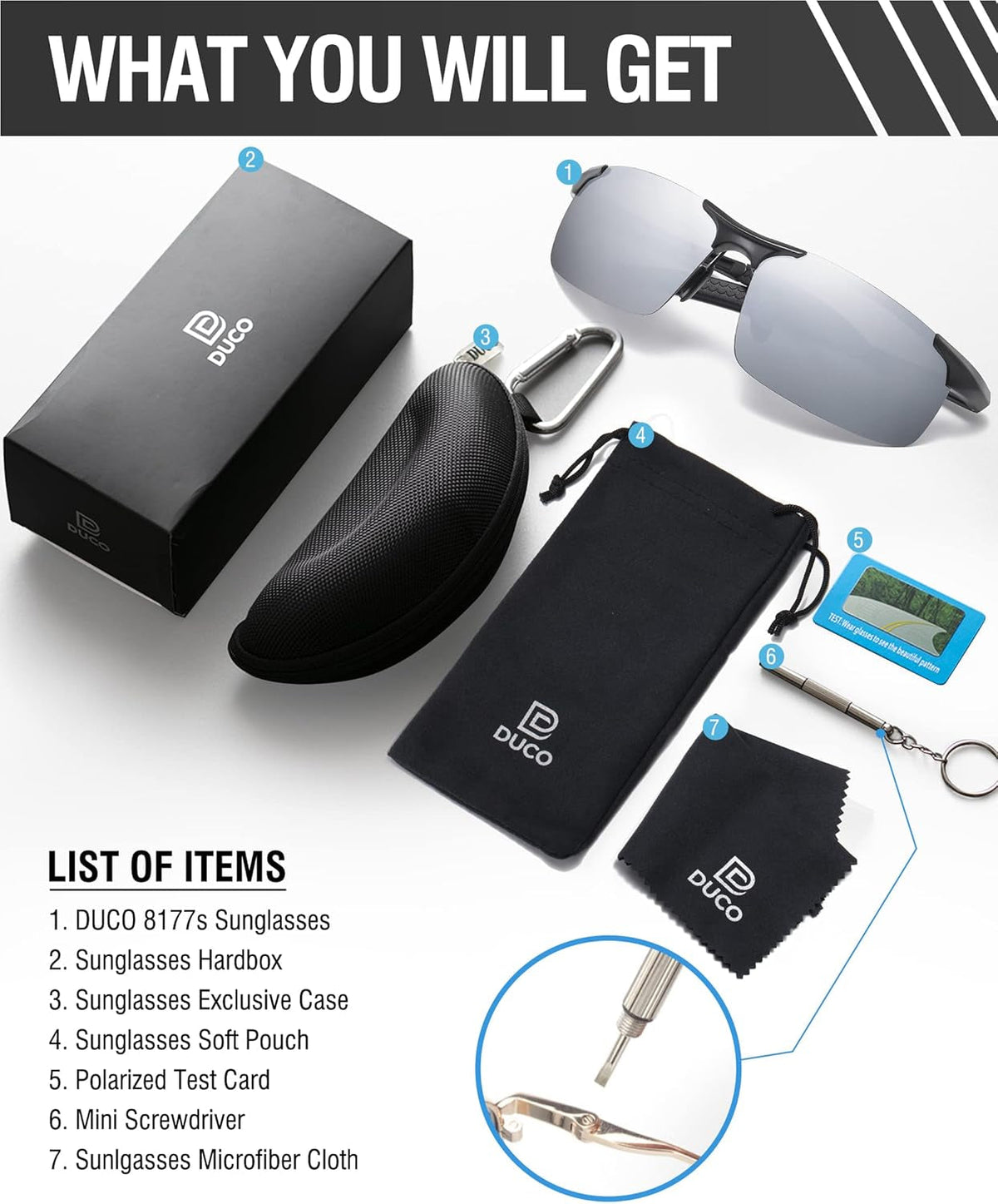Mens Sports Polarized Sunglasses UV Protection Sunglasses for Men 8177S