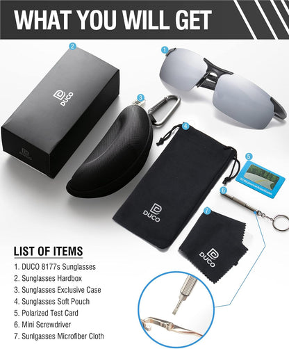 Mens Sports Polarized Sunglasses UV Protection Sunglasses for Men 8177S