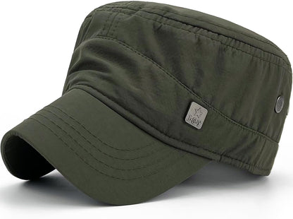 Polyester Water Resistant Military Caps for Men Quick Dry Cadet Hats for Women Army Cap Flat Top Dad Hat