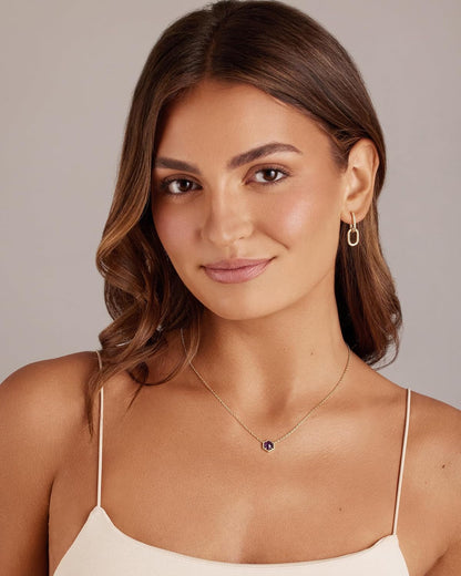 14K Gold Plated Gemstone Pendant Necklace | Dainty Chain Necklaces for Women | Amethyst, Green Fluorite, Labradorite, Rose Quartz Gemstone Pendants