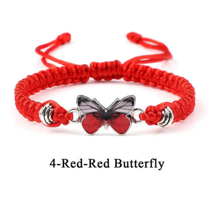 2022 Hot Adjustable Braided String Bracelet For Women Grey Butterfly Pendant Handmade Charm Bangles Fashion Girl Jewelry