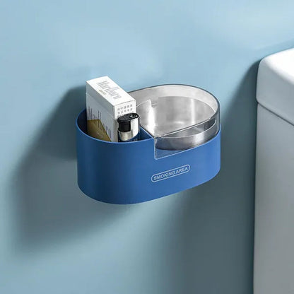 Stainless steel wall-mounted ashtray with lid,cigarette Storage Rack Creative Bathroom Wall Stainless Steel Ashtray
