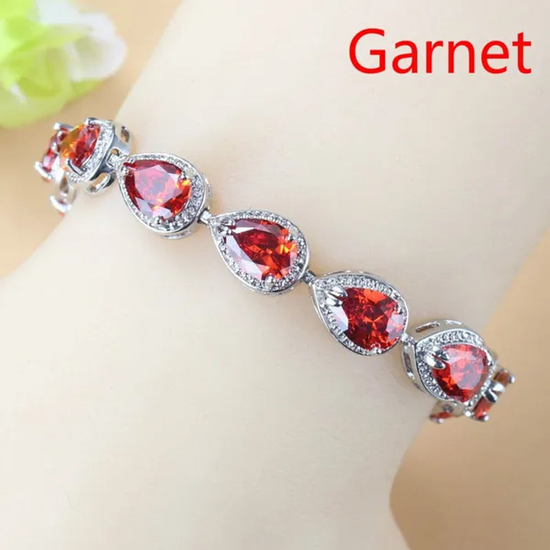 Silver 925 Selling Water Drop Green Zircon Bracelet Health Fashion Jewelry For Women