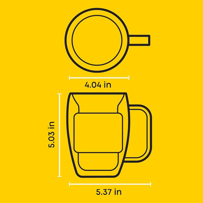 Cadus Glass Coffee Cups Double Wall Insulated Mugs Set of 2 Latte Glasses, 16-Ounces.