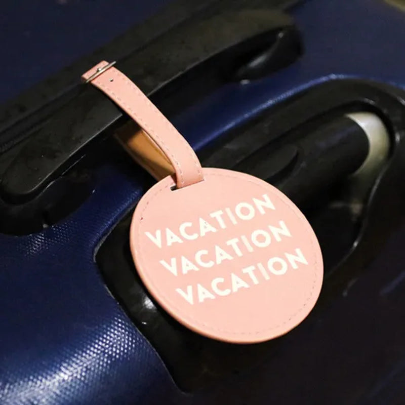 Air Plane Pattern Travel Luggage Bag Tags Handbag ID Tag Name Card Holder with Key Ring （Shape: Round）