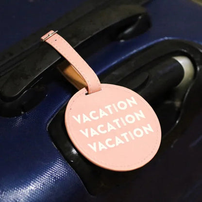 Air Plane Pattern Travel Luggage Bag Tags Handbag ID Tag Name Card Holder with Key Ring （Shape: Round）