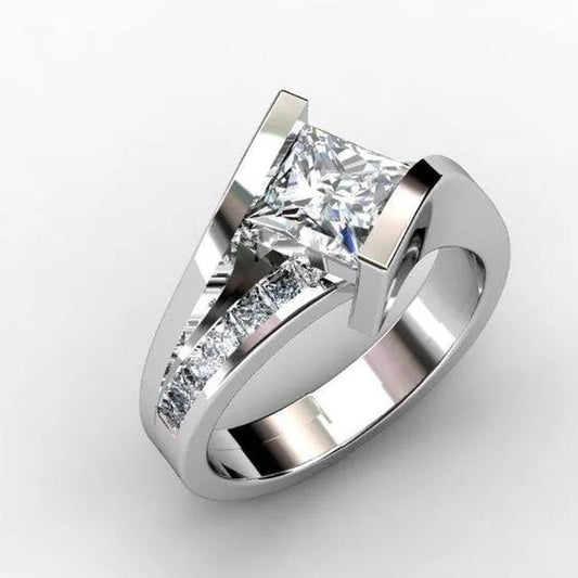 Luxury Natural White Sapphire Ring Birthstone Bride Wedding Band Engagement Anniversary Christmas Gift Ring Size 5-11 Bague Femme