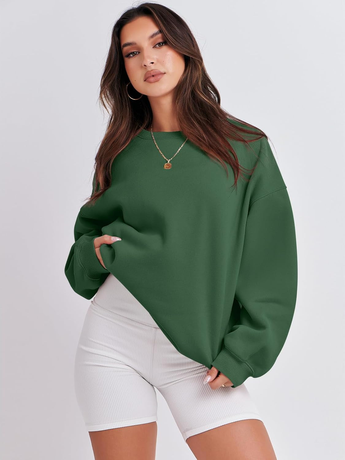 Women'S Sweatshirts Hoodies Crewneck Oversized Fleece Pullover Sweaters Cute Top Y2K Teen Girls Preppy Clothes 2024