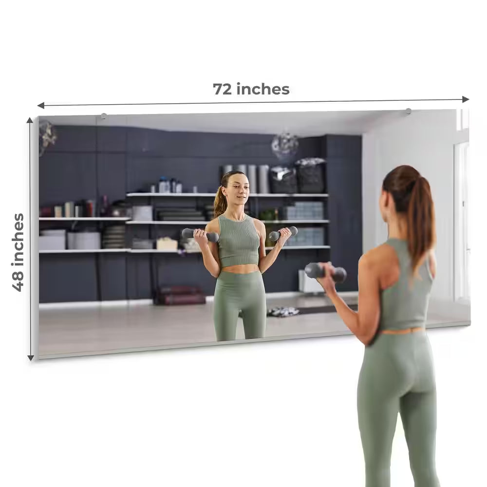 Gym Mirror 48 In. W X 72 In. H 1/4 In. Tempered Glass, Safety-Backed, DYI Installation
