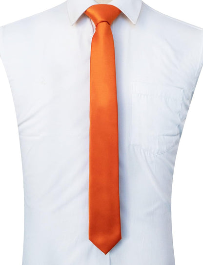 2.4“ Solid Color Skinny Tie Business Wedding Necktie for Men(6Cm)
