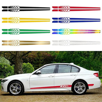 2PCS Long Stripe Decal Car Stickers Car Racing Auto Side Body Stickers Stripe Fashion Waterproof Vinyl Decal