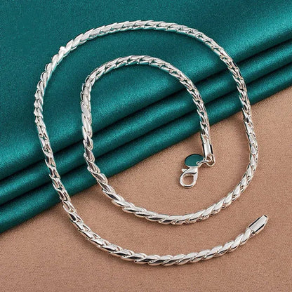 925 Sterling Silver Smooth Rope Snake Necklace Silver Chain for Woman Man Wedding Engagement Party Jewelry Gift