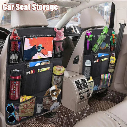 Car Backseat Organizer with Touch Screen Storage Pockets Cover Car Seat Back Protectors for Travel Trip Kids Car Accessories