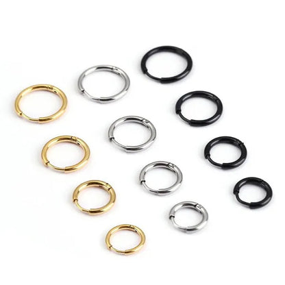 1 Pair Women/Men Stainless Steel Gold Silver Color Small Hoops Earring Piercing Ear Cartilage Tragus Simple Thin Circle Anti-allergic Ear Buckle Earring