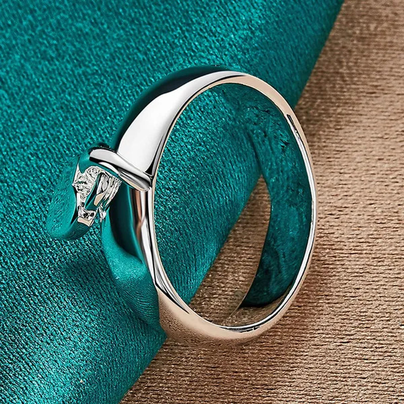 FASHION 925 Sterling Silver Heart Lock Ring Charms Fashion for Women Wedding Engagement Ring Party Jewelry