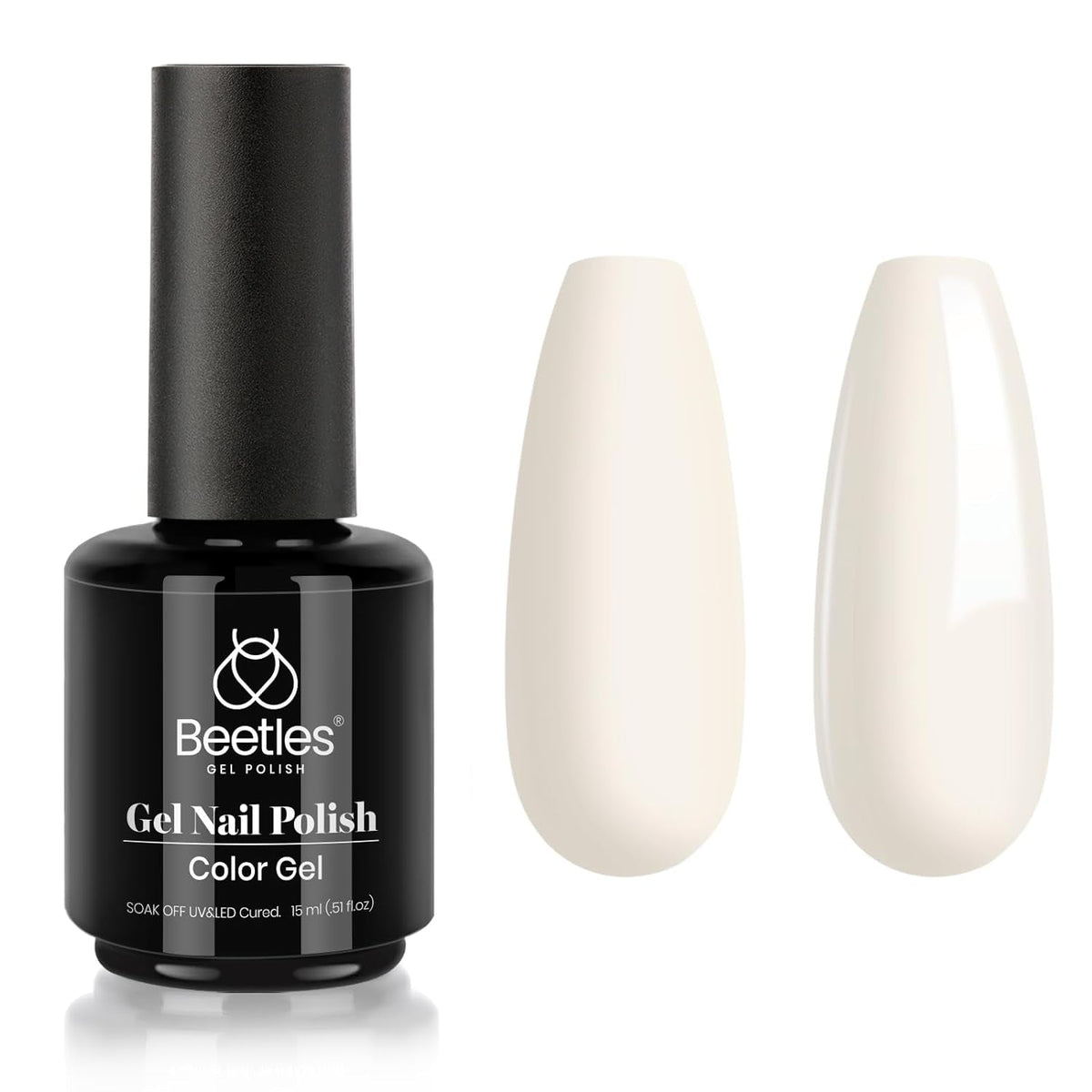 Beetles Gel Nail Polish, 1 Pcs 15ml White Color Soak Off Gel Polish Nail Art Manicure Salon DIY Gel Nail Design Decoration at Home Nail Lamp Needed Nails Minicure Kit Gift