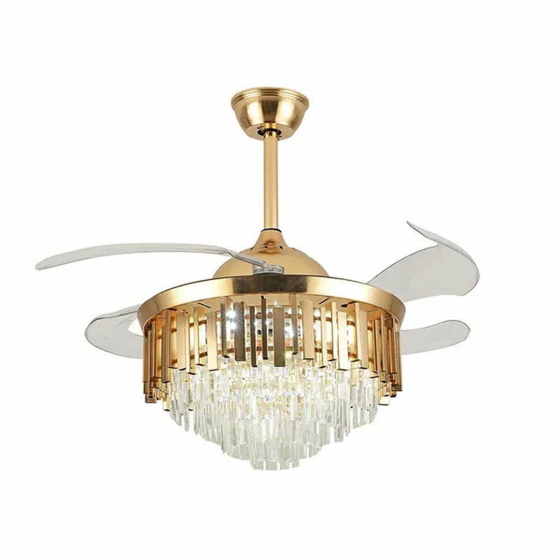 Luxury 42" Crystal Chandelier Modern Ceiling Fan Light Lamp CCT Dimmable Remote