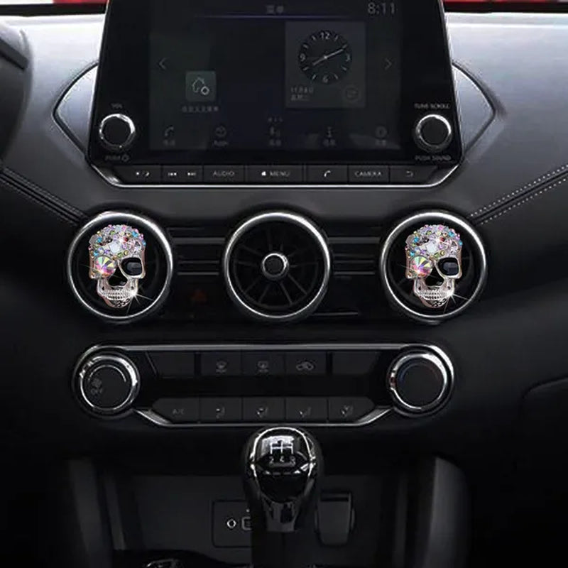 1 Pc Crystal Skull Car Air Fresheners Vent Clips Car Diffuser Vent Clip Rhinestone Car Decoration Cute Car Interior Decor Bling Car Accessories