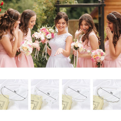 Silver Bridal Headband 4 Pieces Rhinestone Headbands AB Crystal Flower Girl Leaves Crown Head Band Tiara Wedding Hair Accessories