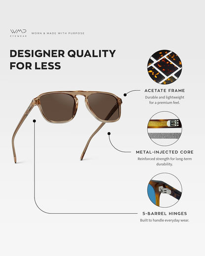 Polarized Modern Aviator One-Bridge Square Mens Sunglasses