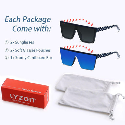 Square Oversized Sunglasses for Women Men Big Flat Top Fashion Shield Large UV Protection Rimless Shades