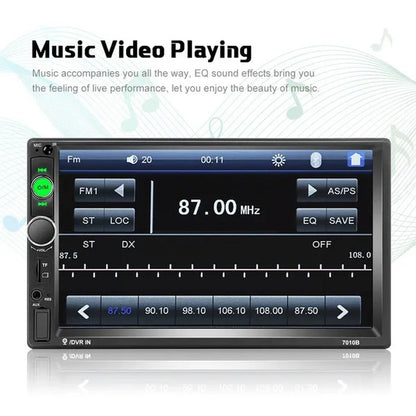 2 Din 7" HD Touch Screen Digital Display Car Multimedia Player Audio Stereo Radio Autoradio Car MP5 Player with Bluetooth USB FM Support Mirror Link Rear View Camera Connection