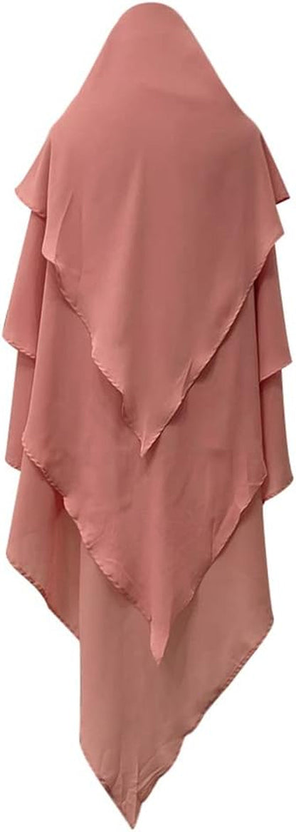 Long Khimar Hijab Scarf Wrap 3 Layer Abaya Jilbab Muslim Islam Women Niqab Jilbab Ramadan Eid Prayer Garment