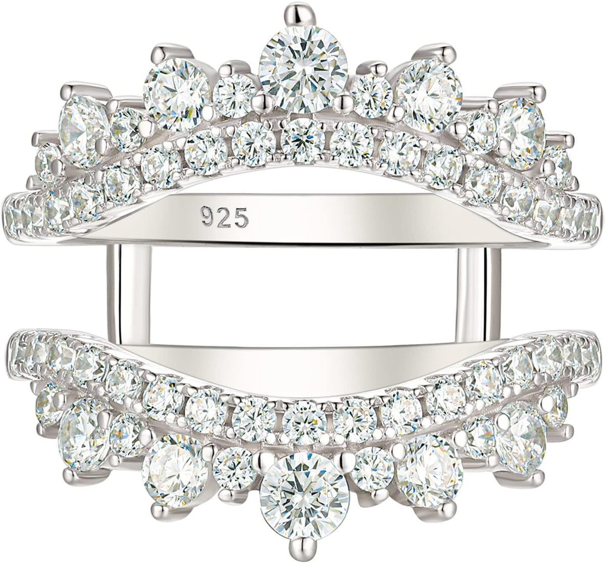 Curved Wedding Ring for Women Ring Enhancers Guard for Engagement Rings 925 Sterling Silver CZ