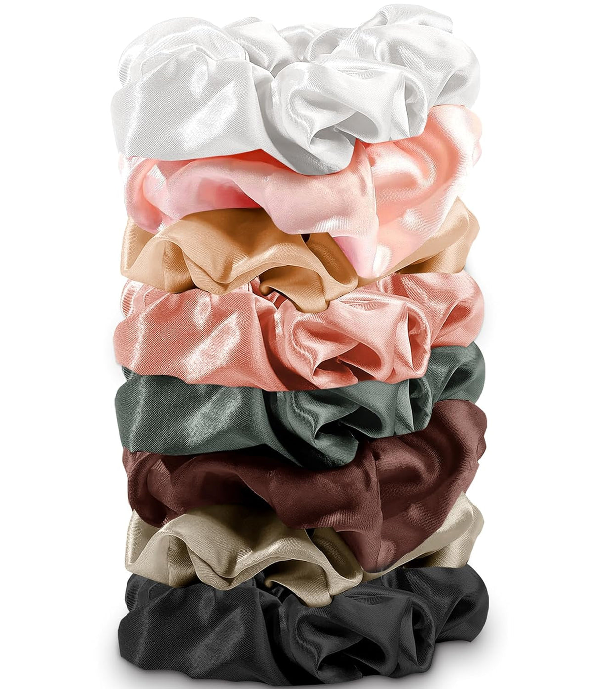 8 Pack Hair Ties Silk Scrunchies for Women Soft Satin Hair Scrunchies Elastic Hair Ties No Damage Ponytail Holders Rubber Bands Hair Accessories Gifts (Mix Color B (8 Pack))