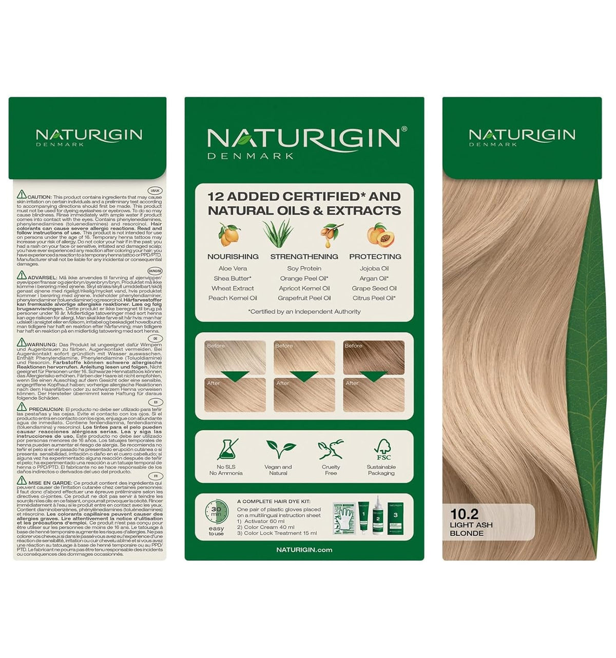 Permanent Hair Dye, 10.2 Light Ash Blonde, Ammonia and Paraben Free, up to 100% Gray Hair Coverage, Long Lasting, Vegan, Cruelty Free